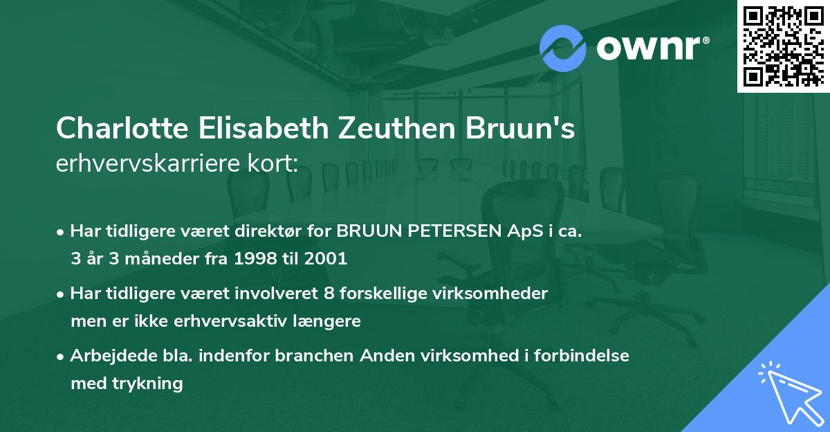 Charlotte Elisabeth Zeuthen Bruun's erhvervskarriere kort