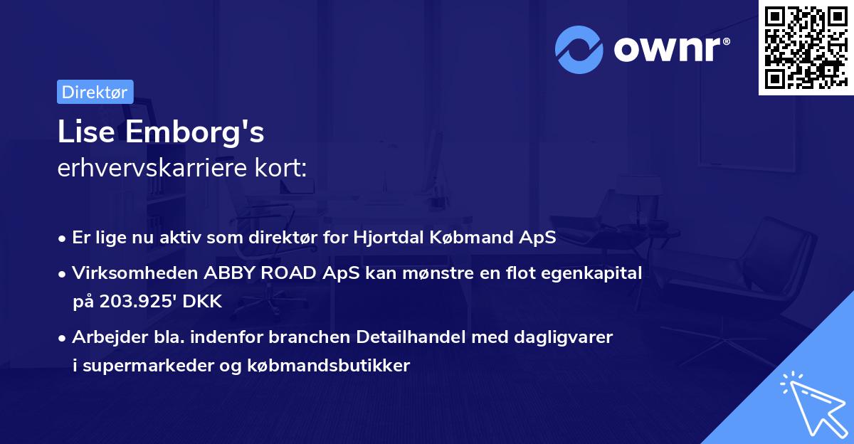 Lise Emborg's erhvervskarriere kort