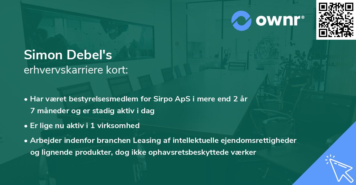 Simon Debel's erhvervskarriere kort