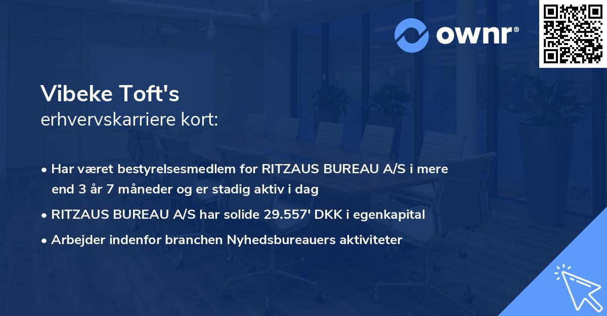 Vibeke Toft's erhvervskarriere kort