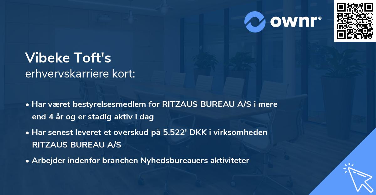 Vibeke Toft's erhvervskarriere kort