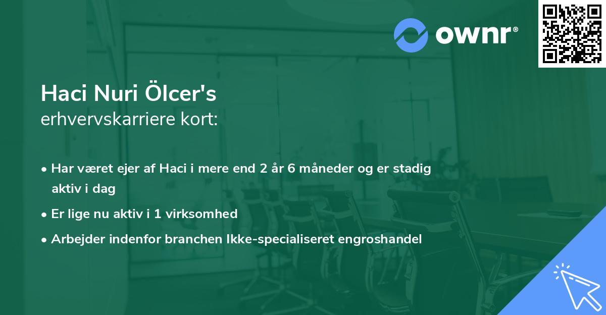 Haci Nuri Ölcer's erhvervskarriere kort