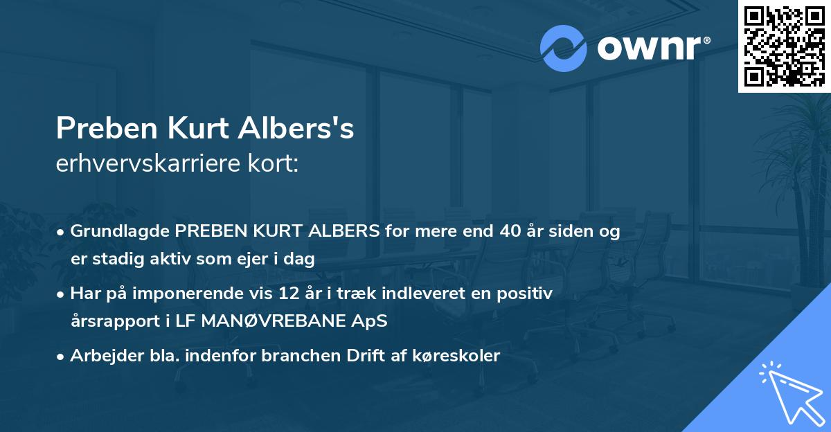 Preben Kurt Albers's erhvervskarriere kort
