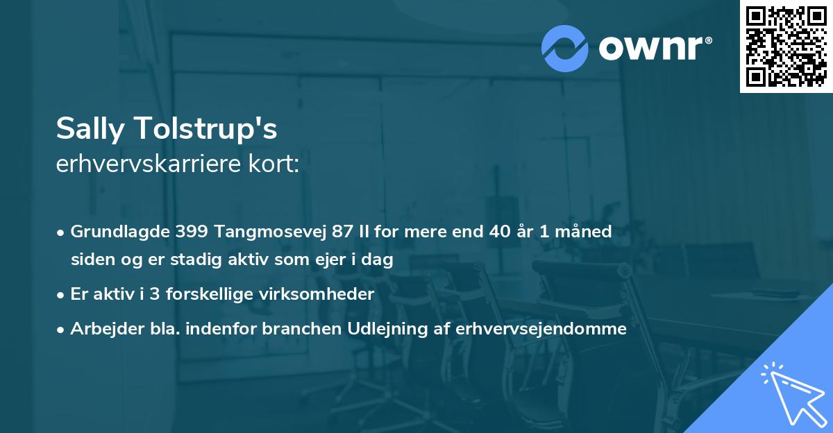 Sally Tolstrup's erhvervskarriere kort