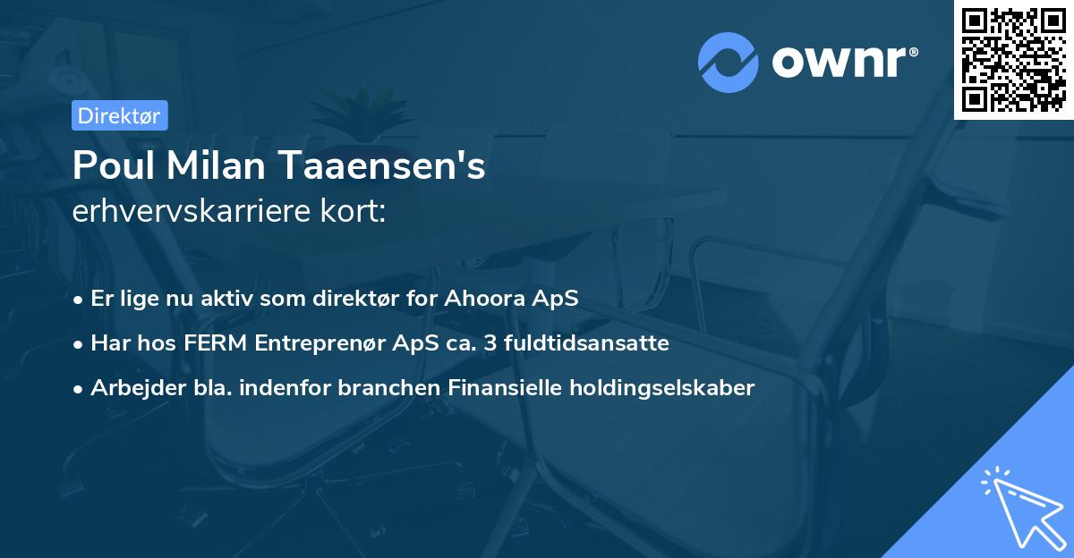 Poul Milan Taaensen's erhvervskarriere kort