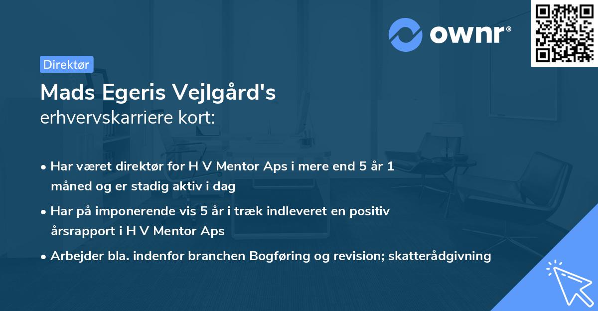 Mads Egeris Vejlgård's erhvervskarriere kort