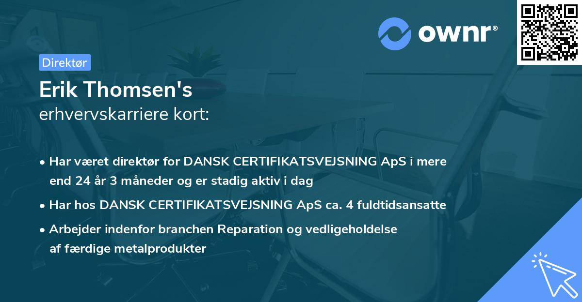Erik Thomsen's erhvervskarriere kort