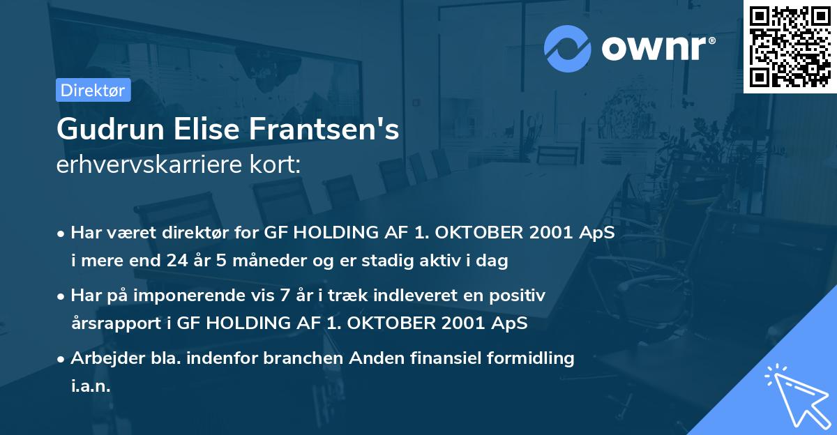 Gudrun Elise Frantsen's erhvervskarriere kort