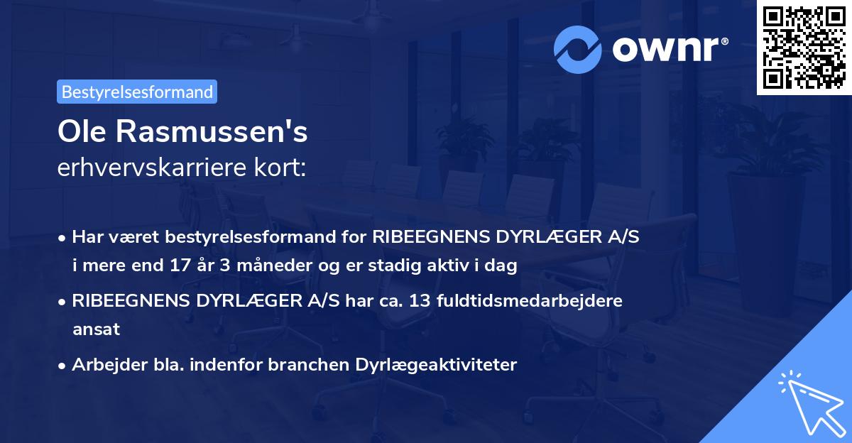 Ole Rasmussen's erhvervskarriere kort
