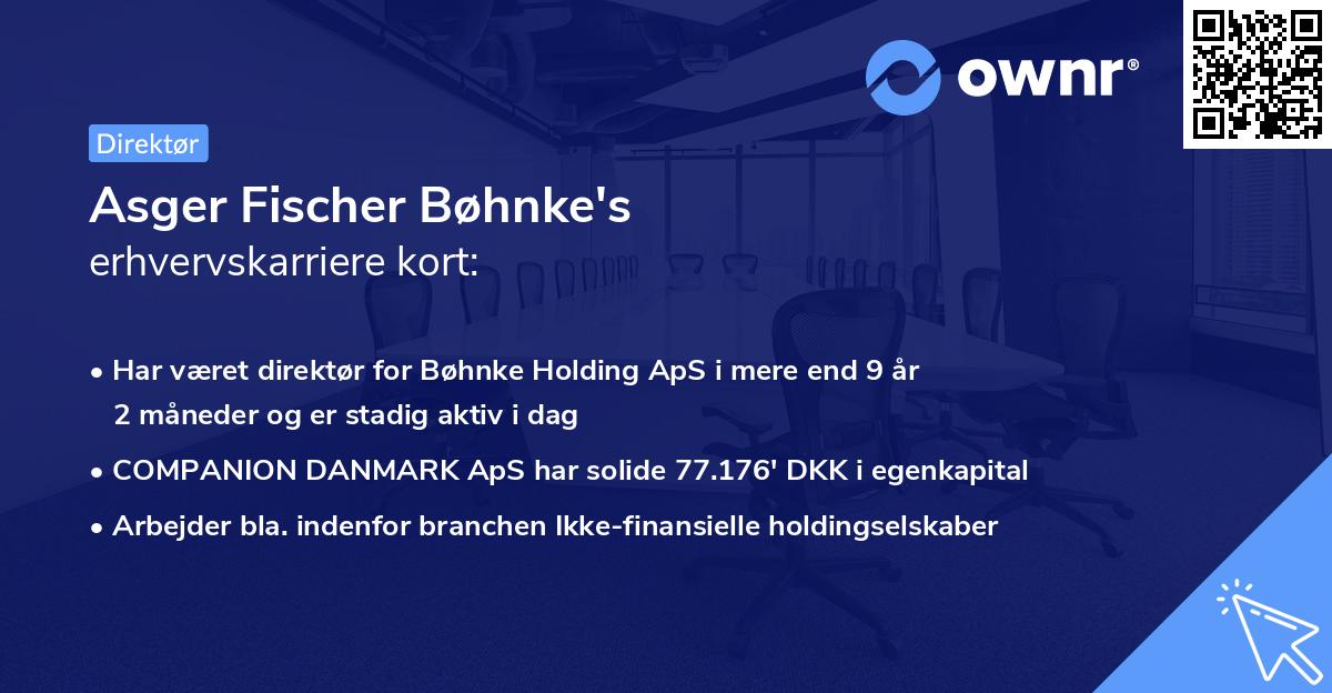 Asger Fischer Bøhnke's erhvervskarriere kort