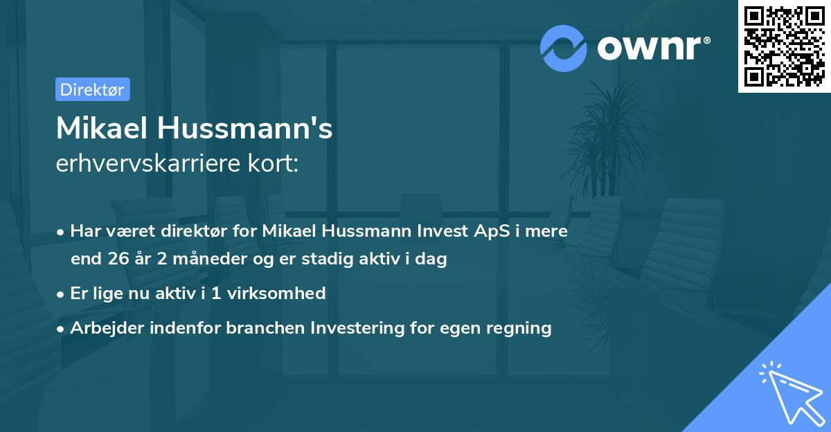 Mikael Hussmann's erhvervskarriere kort