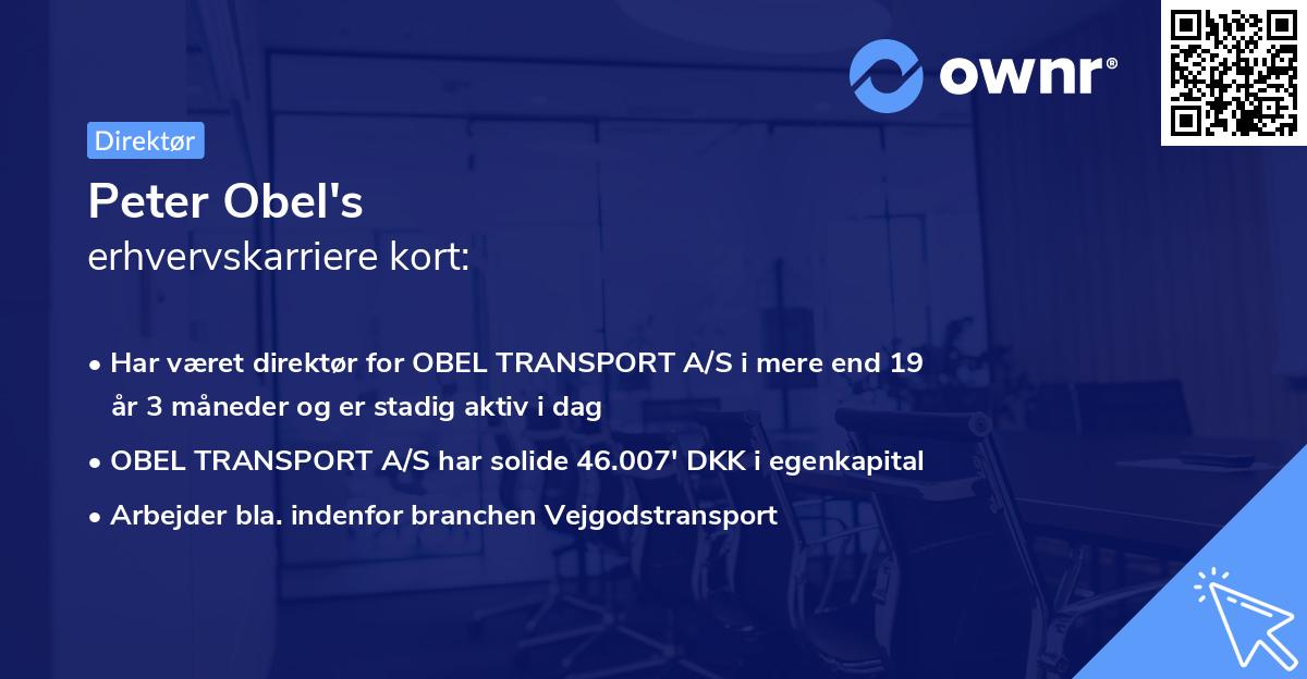 Peter Obel's erhvervskarriere kort