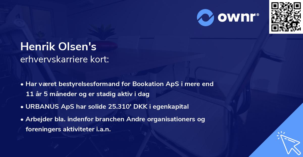 Henrik Olsen's erhvervskarriere kort