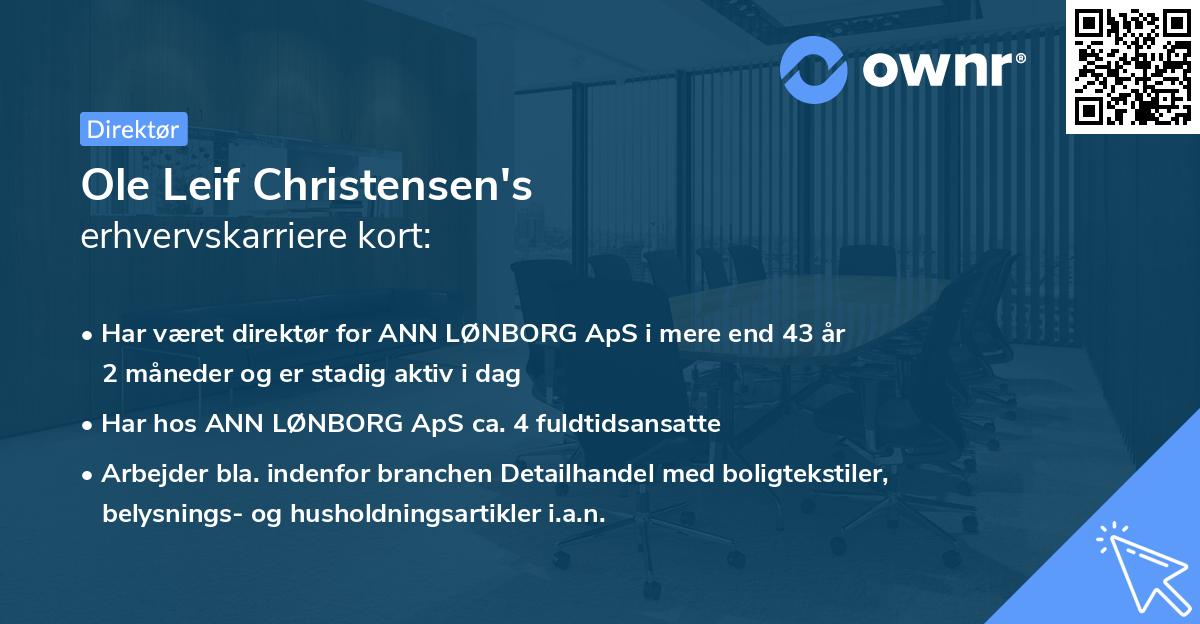 Ole Leif Christensen's erhvervskarriere kort