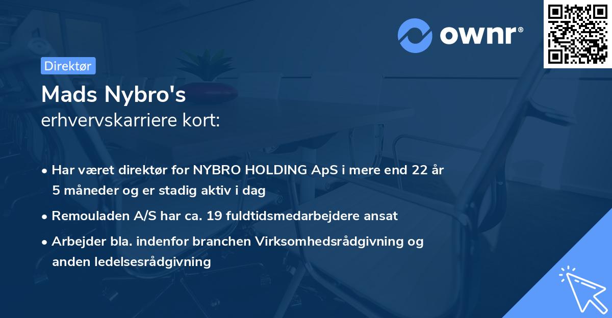 Mads Nybro's erhvervskarriere kort