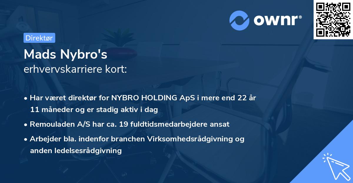 Mads Nybro's erhvervskarriere kort
