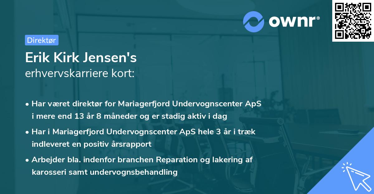 Erik Kirk Jensen's erhvervskarriere kort