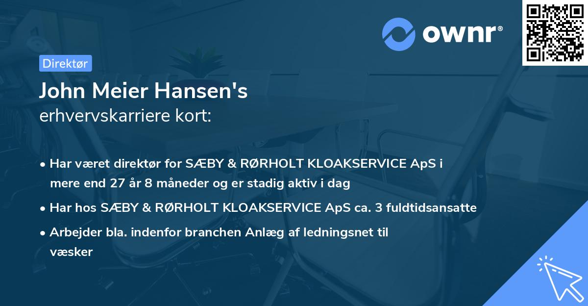 John Meier Hansen's erhvervskarriere kort