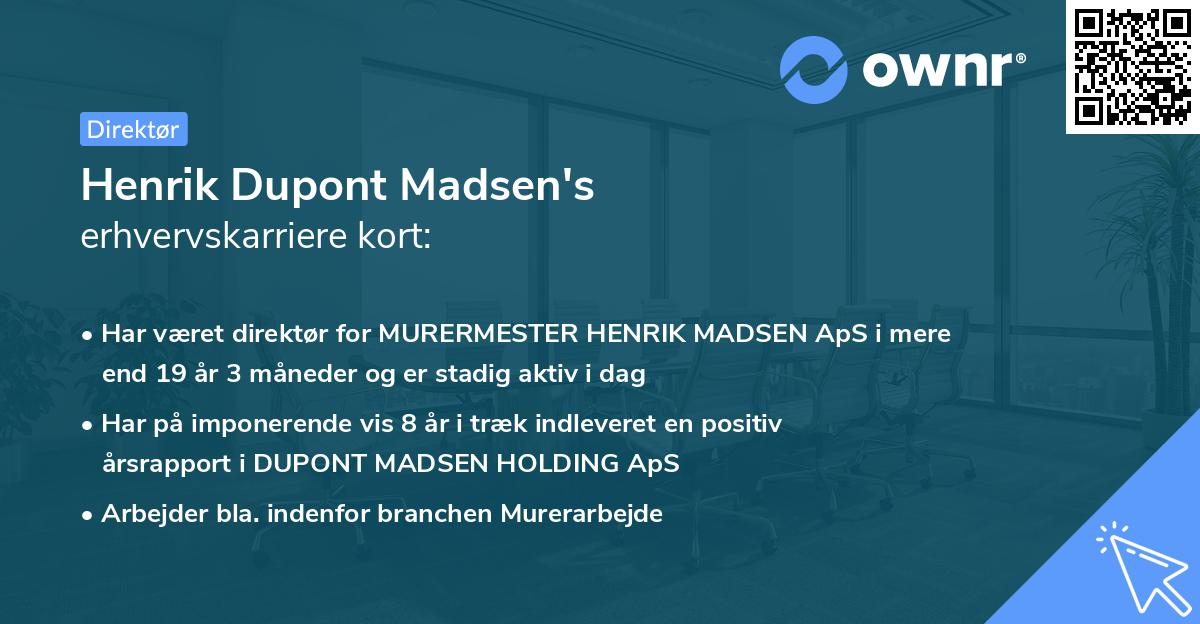 Henrik Dupont Madsen's erhvervskarriere kort