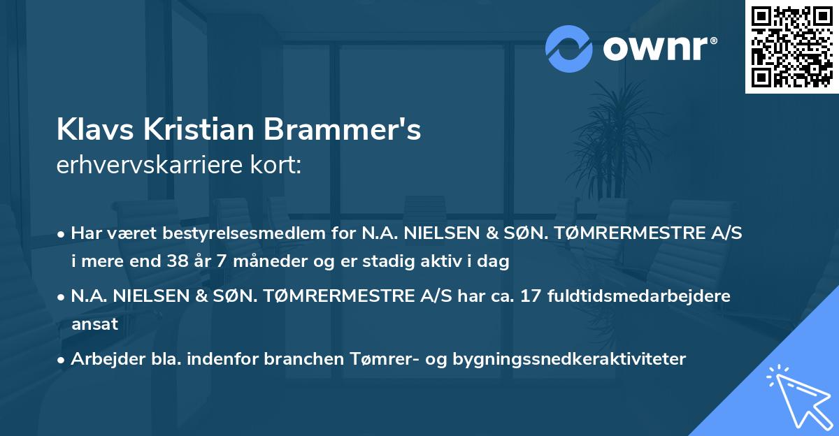 Klavs Kristian Brammer's erhvervskarriere kort