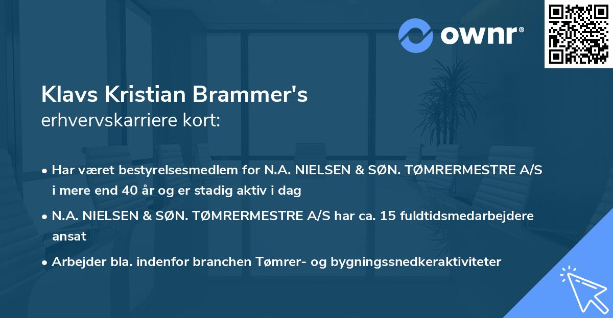 Klavs Kristian Brammer's erhvervskarriere kort