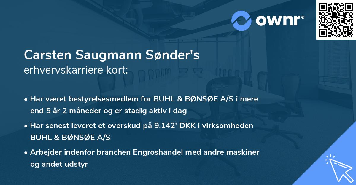 Carsten Saugmann Sønder's erhvervskarriere kort