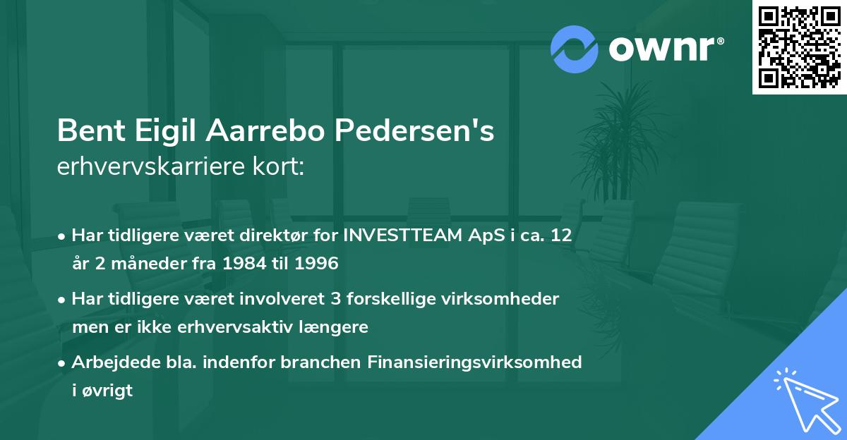 Bent Eigil Aarrebo Pedersen's erhvervskarriere kort