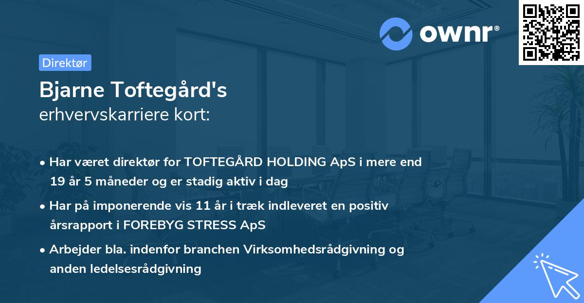 Bjarne Toftegård's erhvervskarriere kort