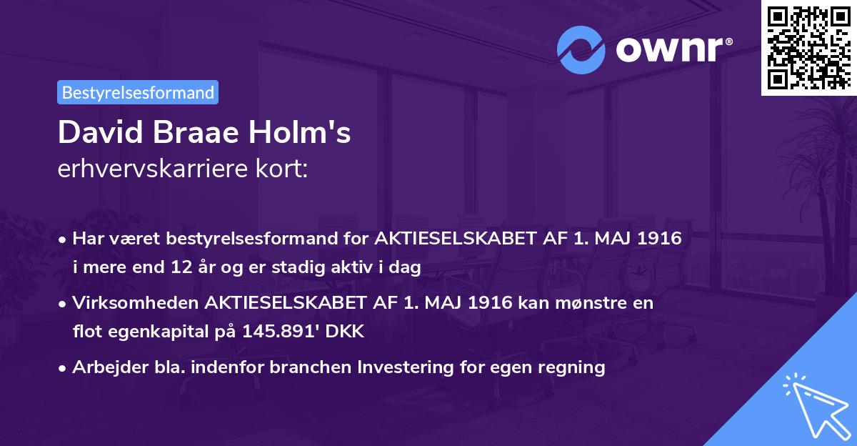 David Braae Holm's erhvervskarriere kort