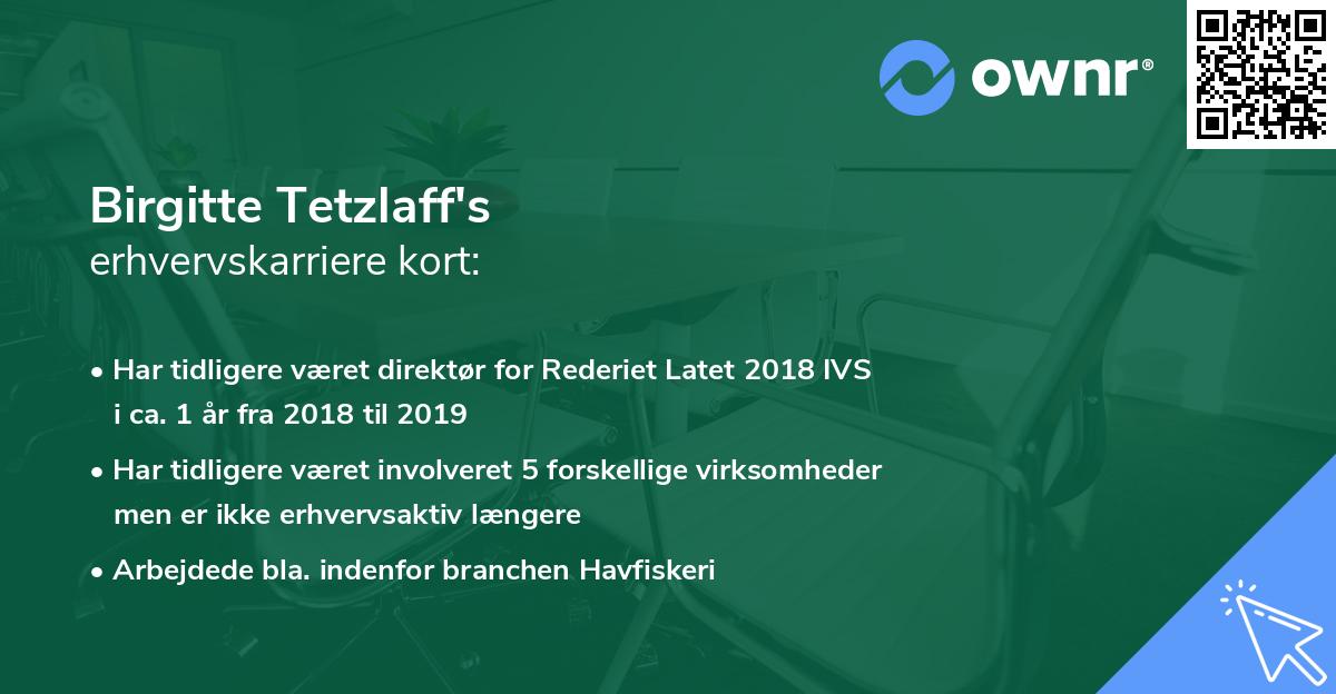 Birgitte Tetzlaff's erhvervskarriere kort