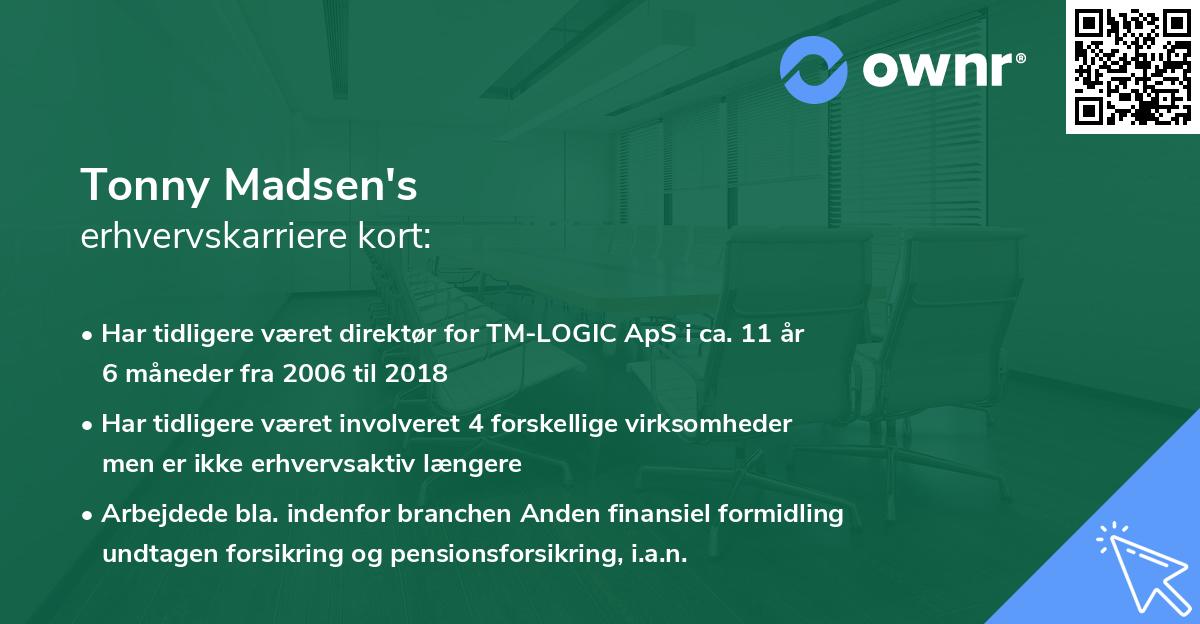 Tonny Madsen's erhvervskarriere kort