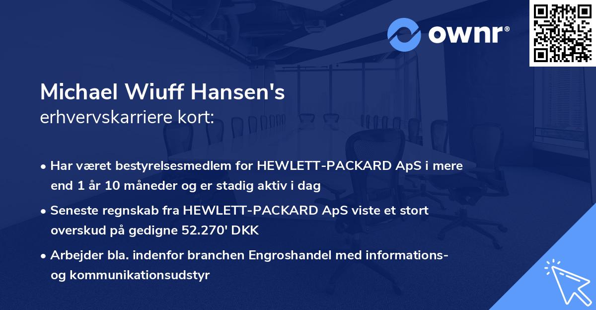 Michael Wiuff Hansen's erhvervskarriere kort