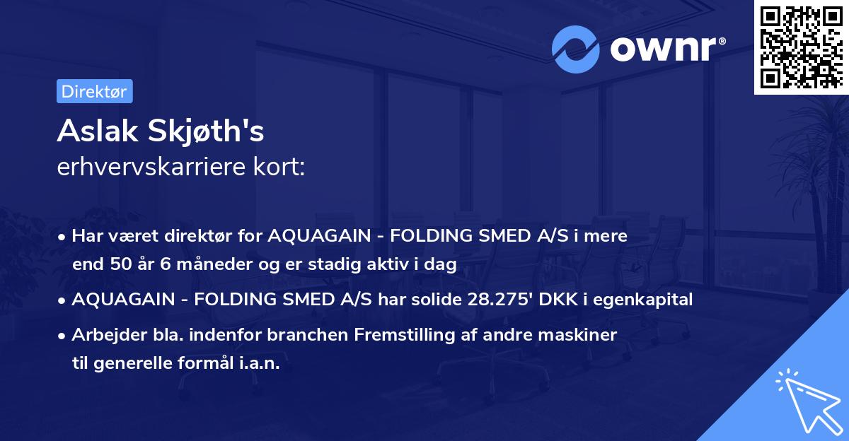 Aslak Skjøth's erhvervskarriere kort