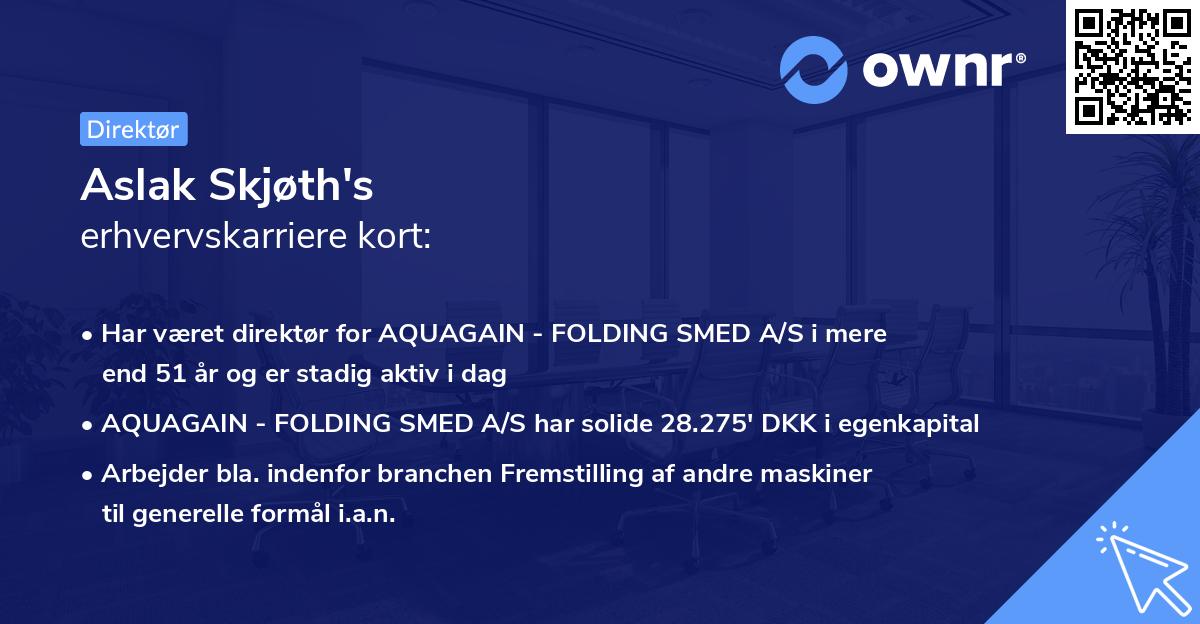Aslak Skjøth's erhvervskarriere kort