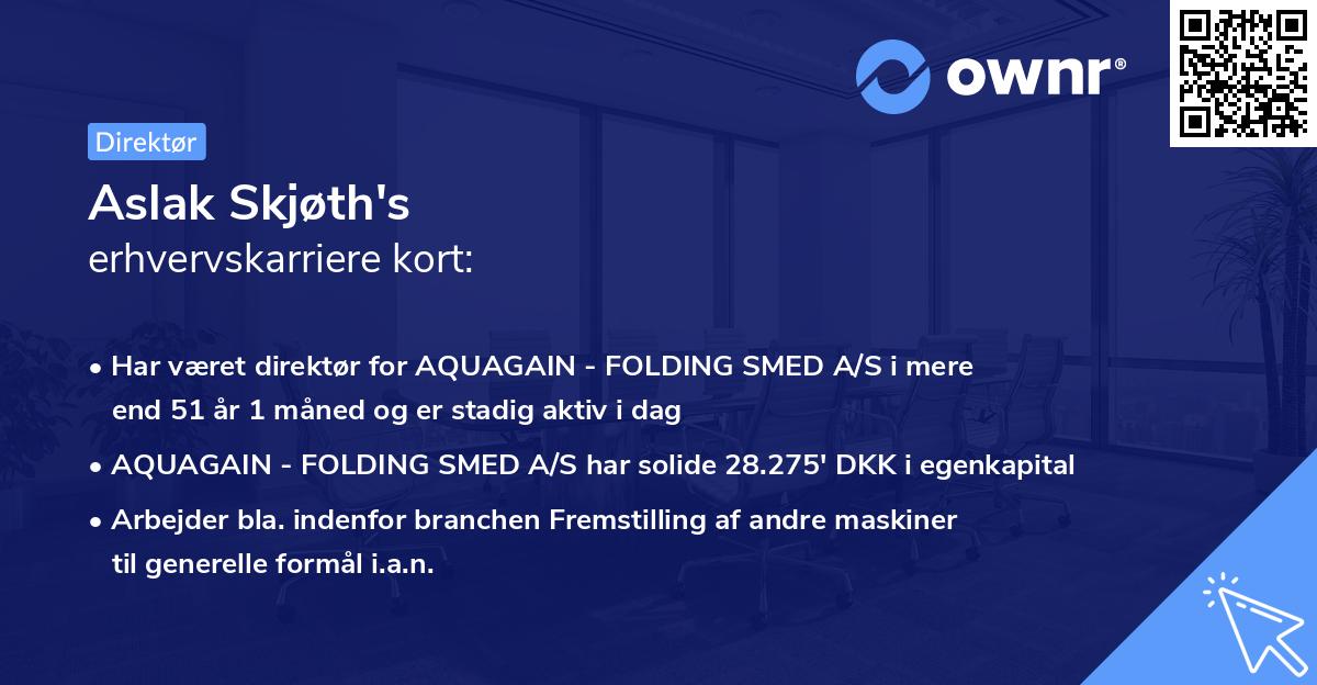 Aslak Skjøth's erhvervskarriere kort
