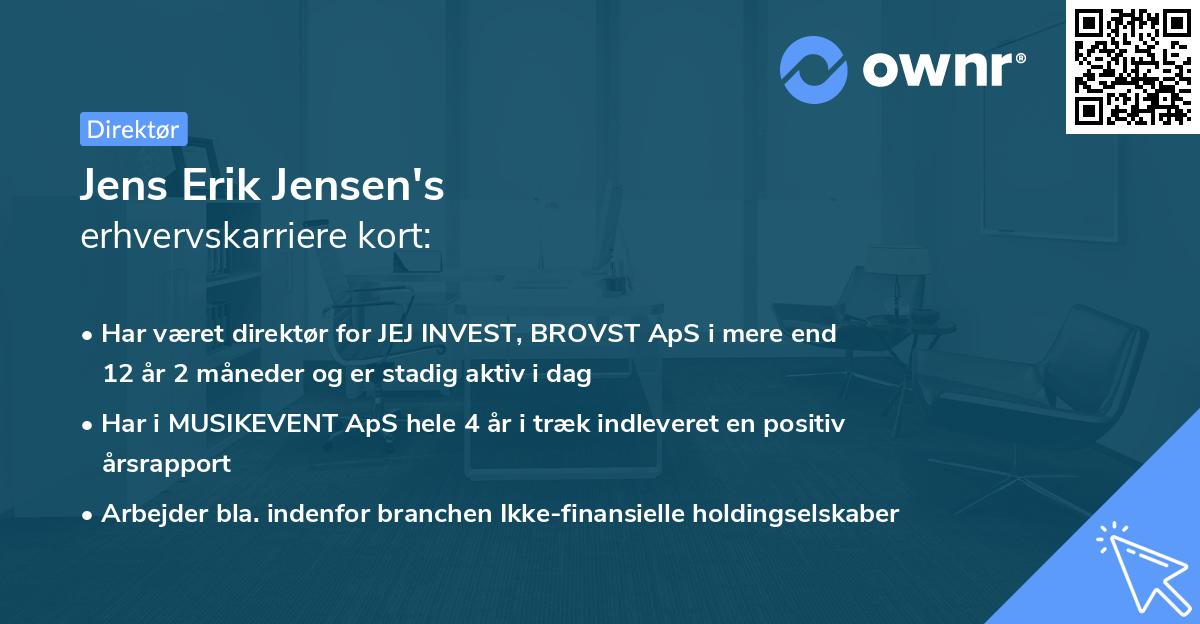 Jens Erik Jensen's erhvervskarriere kort