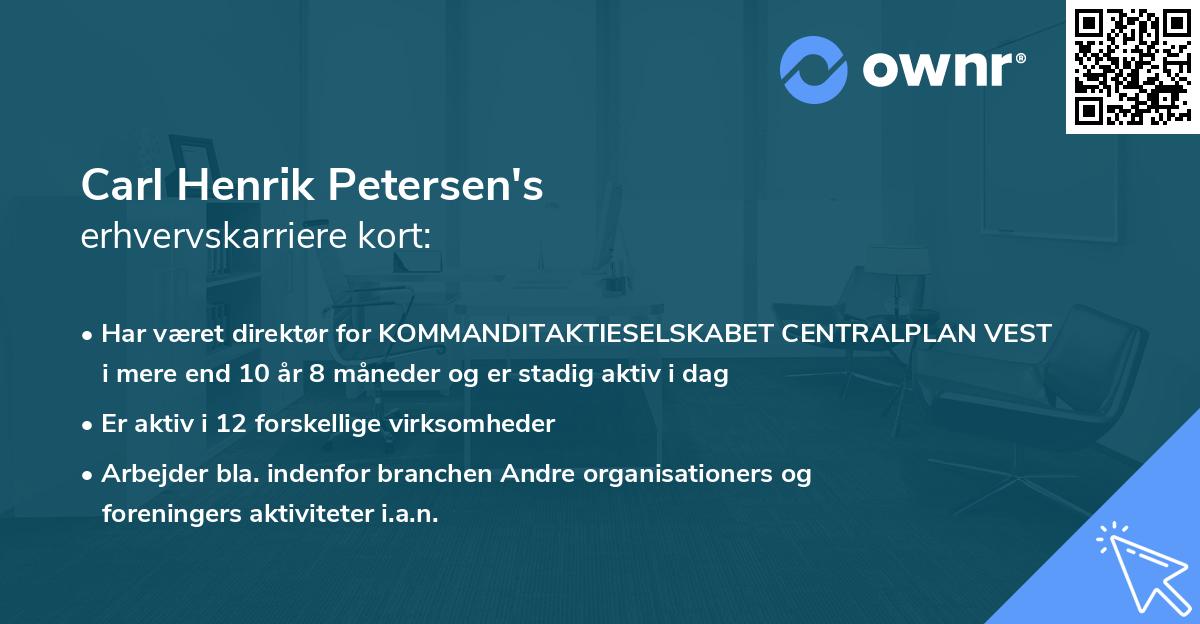 Carl Henrik Petersen's erhvervskarriere kort