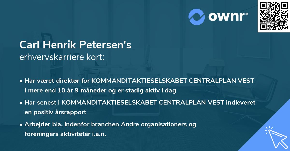 Carl Henrik Petersen's erhvervskarriere kort