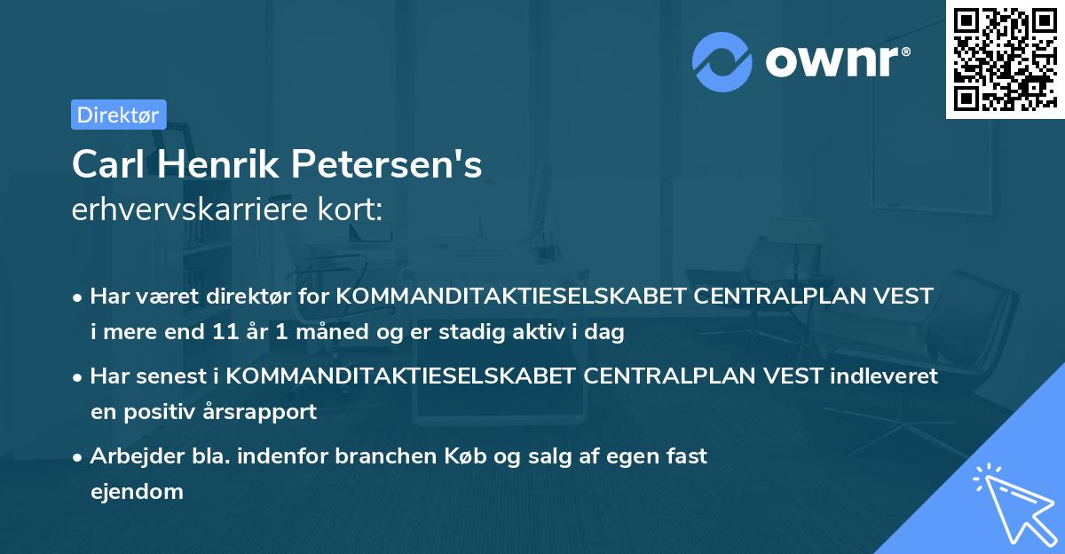 Carl Henrik Petersen's erhvervskarriere kort