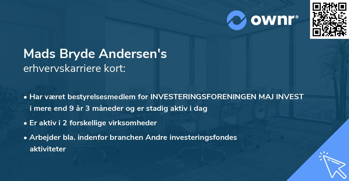 Mads Bryde Andersen's erhvervskarriere kort