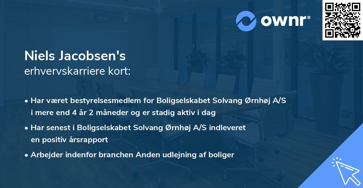 Niels Jacobsen's erhvervskarriere kort