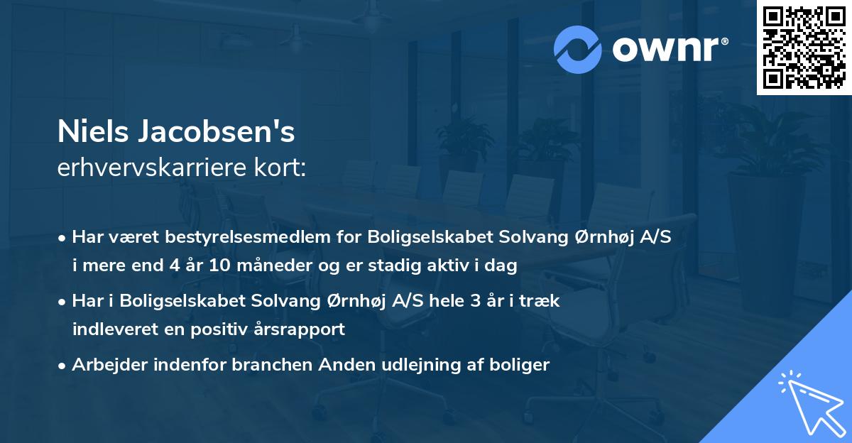 Niels Jacobsen's erhvervskarriere kort