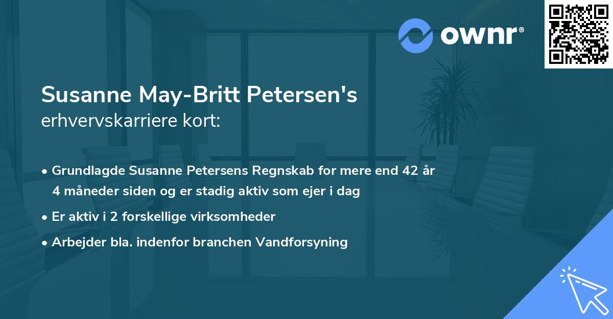 Susanne May-Britt Petersen's erhvervskarriere kort
