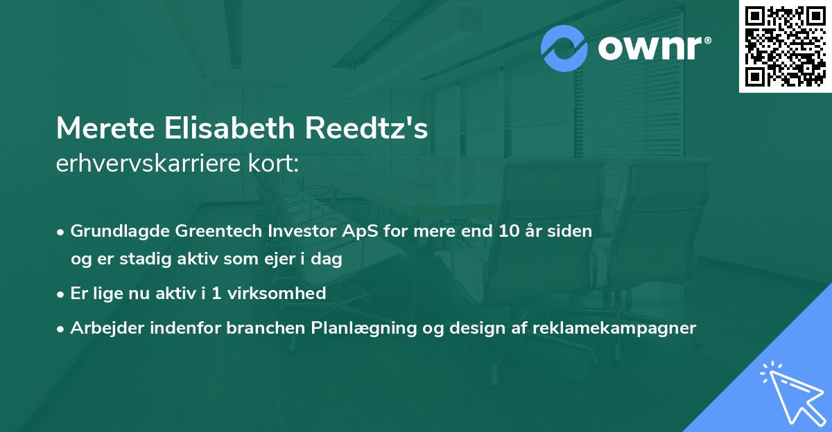 Merete Elisabeth Reedtz's erhvervskarriere kort