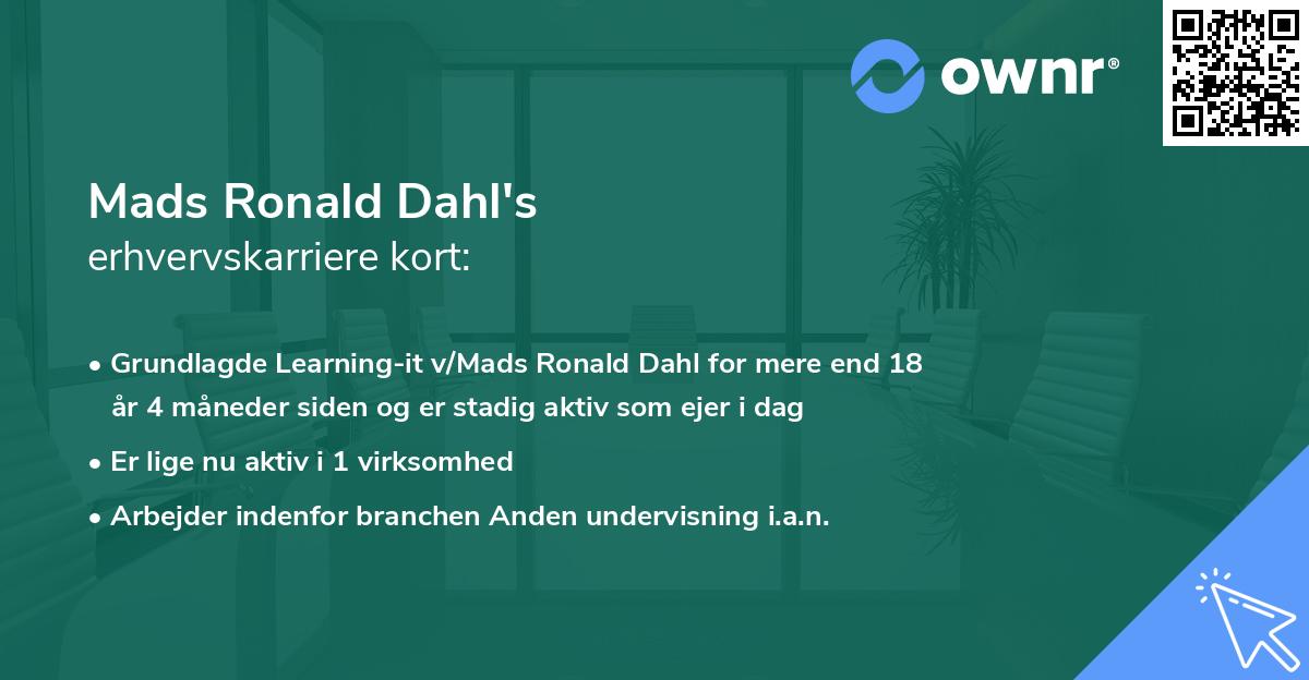 Mads Ronald Dahl's erhvervskarriere kort
