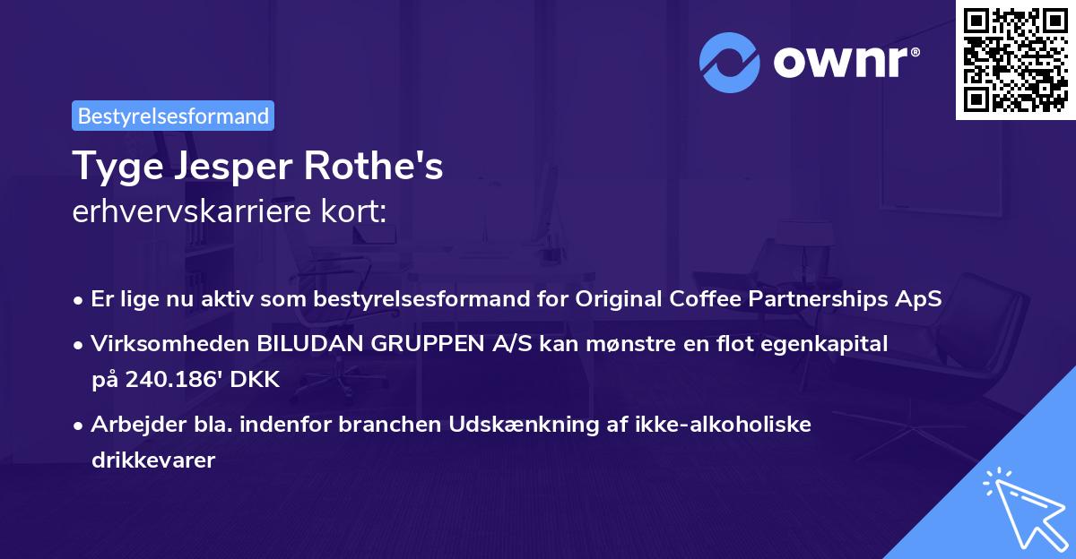 Tyge Jesper Rothe's erhvervskarriere kort