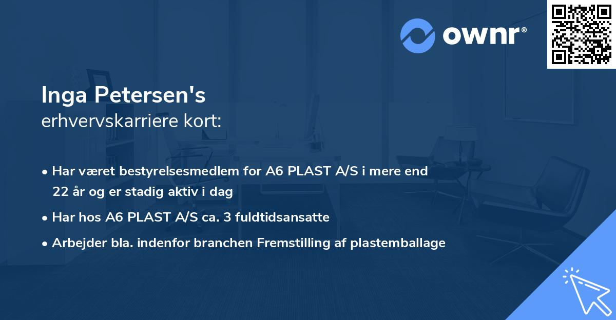 Inga Petersen's erhvervskarriere kort