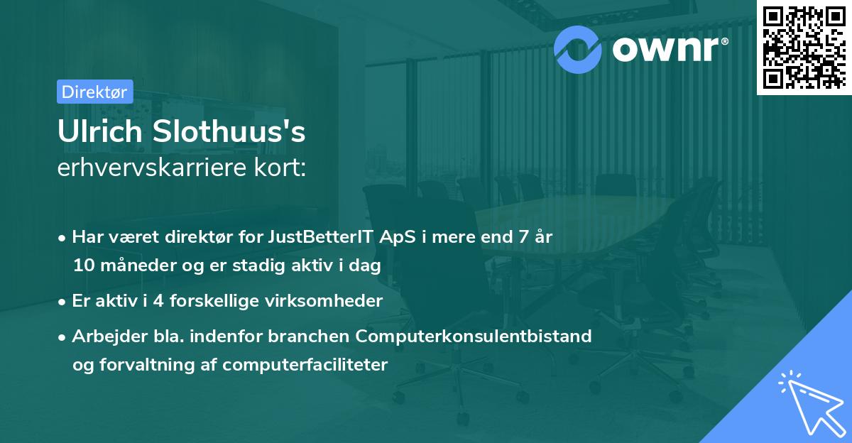 Ulrich Slothuus's erhvervskarriere kort