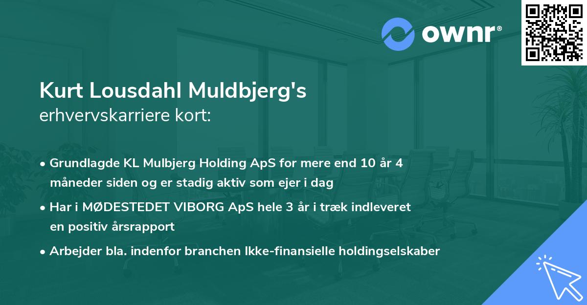Kurt Lousdahl Muldbjerg's erhvervskarriere kort