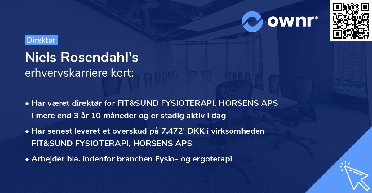 Niels Rosendahl's erhvervskarriere kort